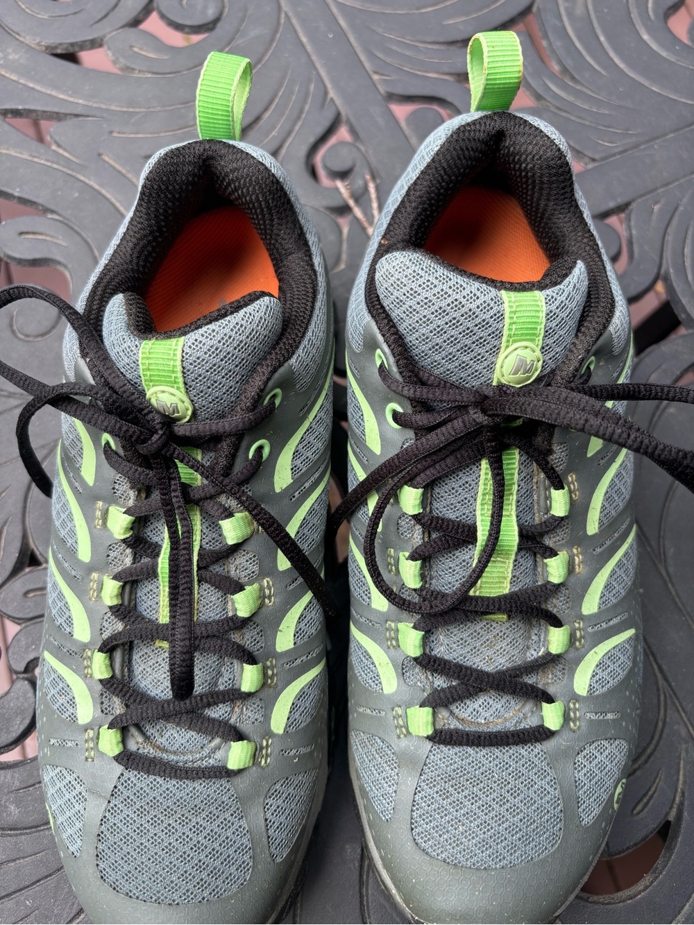 Merrell Vibram Trail Hiking Shoes Womens 8.5 Gray Green Outdoor Sneakers